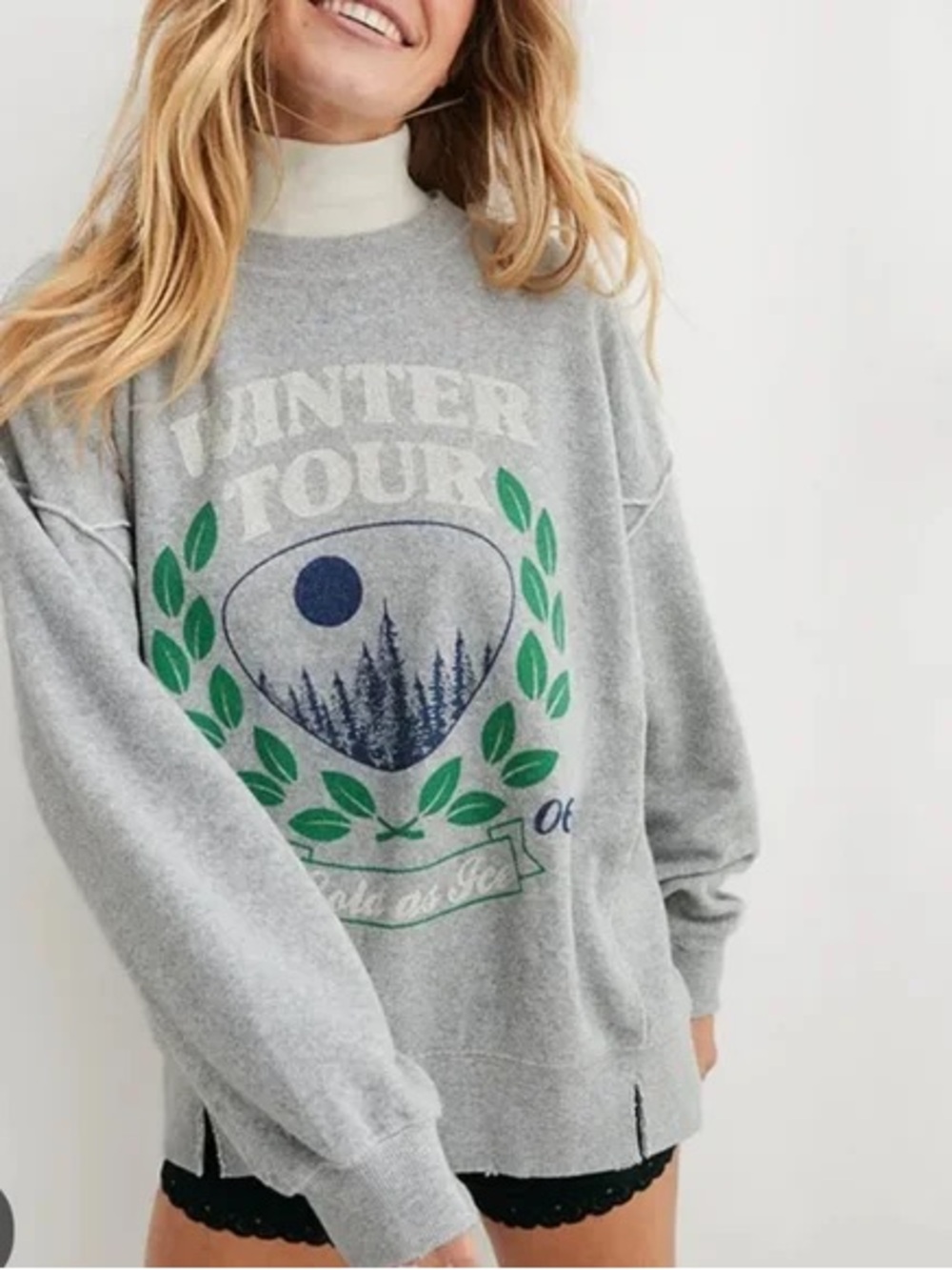 Aerie Light Gray Cozy Oversized Fleece Cardigan